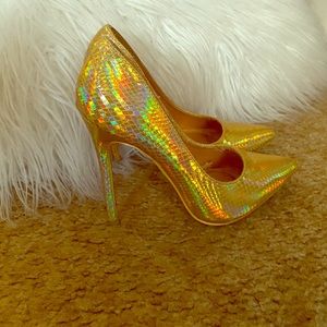 Gold Spectrum Stiletto Heels